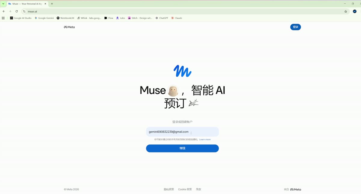 Meta 登录页填写邮箱