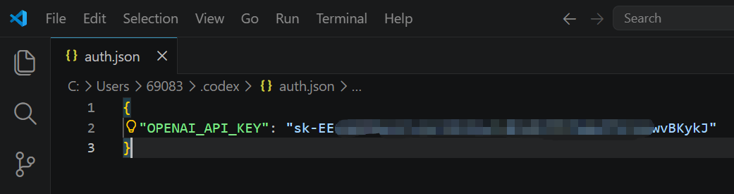 Codex auth.json 配置